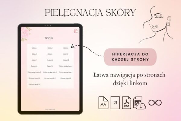 Pielęgnacja Skóry Planer Cyfrowy niedatowany, plan pielęgnacji twarzy, beauty plan pdf, pielęgnacja skóry głowy i włosów pdf, plan pielęgnacji twarzy pdf,