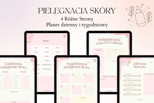 Pielęgnacja Skóry Planer Cyfrowy niedatowany, pielęgnacja włosów krok po kroku, plan pielęgnacji włosów, tygodniowy plan pielęgnacji, tygodniowy plan pielęgnacji twarzy, planer beauty, planer kosmetyczny,