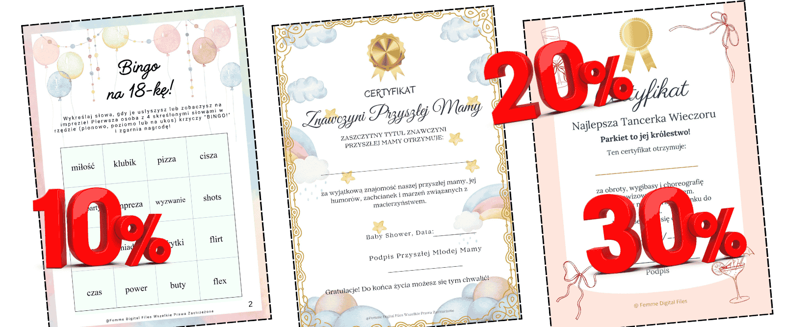 KUP WIĘCEJ ZYSKAJ 30%, baner, suwak femme digital