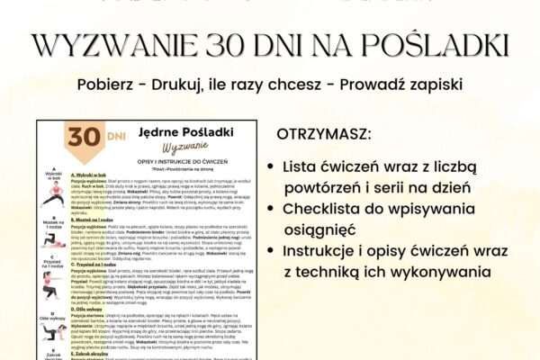 Wyzwanie jędrne pośladki 30 dni do druku, ćwiczenia na pośladki wyzwanie, wyzwanie na pośladki i uda, wyzwanie na brzuch i posladki, wyzwanie na nogi i posladki,