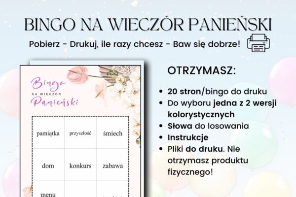 bingo wieczór panieński 20 kart, pomysły na gry na wieczór panieński, quiz gry na wieczór panieński do wydrukowania pdf, bingo gry na wieczór panieński do wydrukowania pdf,