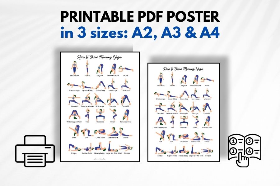 morning yoga routine printable, wall art yoga, morning yoga warm up, morning yoga wake up, morning yoga wake up stretch, morning yoga wake up flow, yoga wall art, yoga wall decor