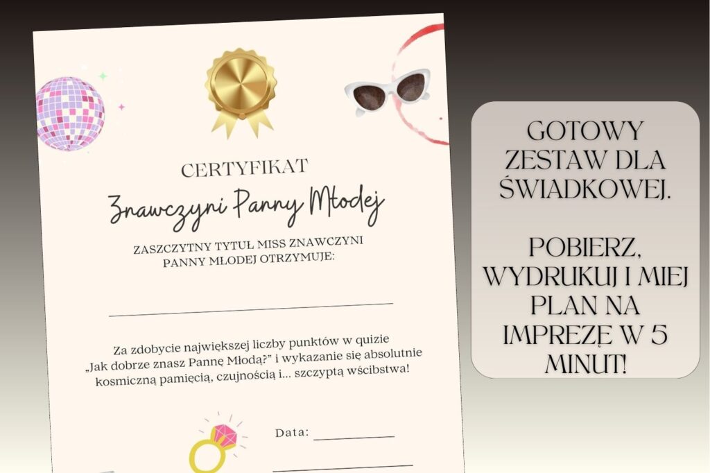 Mini zestaw na wieczór panieński, quiz na panieński, zabawy na panieński, atrakcje panieński, pomysły na panieński,