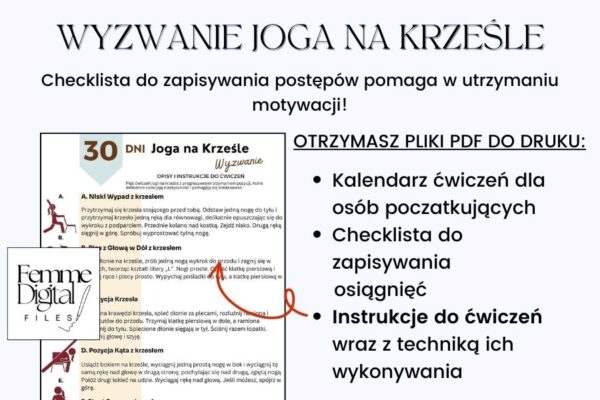 Wyzwanie joga na krześle 30 dni dla początkujących PDF A4, joga na krześle dla seniorów, joga na krześle na odchudzanie, joga na krześle pdf ,joga na krześle dla seniora, joga na krześle dla początkujących