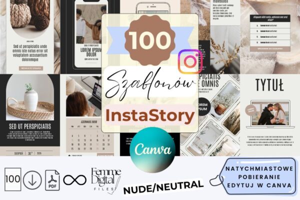 100 Szablonów InstaStory Canva – Gotowe Relacje na Instagram 1080x1920px
