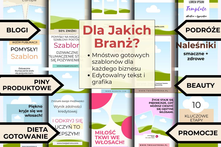 Pinterest szablony Canva, szablony grafik social media Canva, szablon Pinterest do Canvy, Pinterest social media szablony, gotowe szablony grafik Canva,