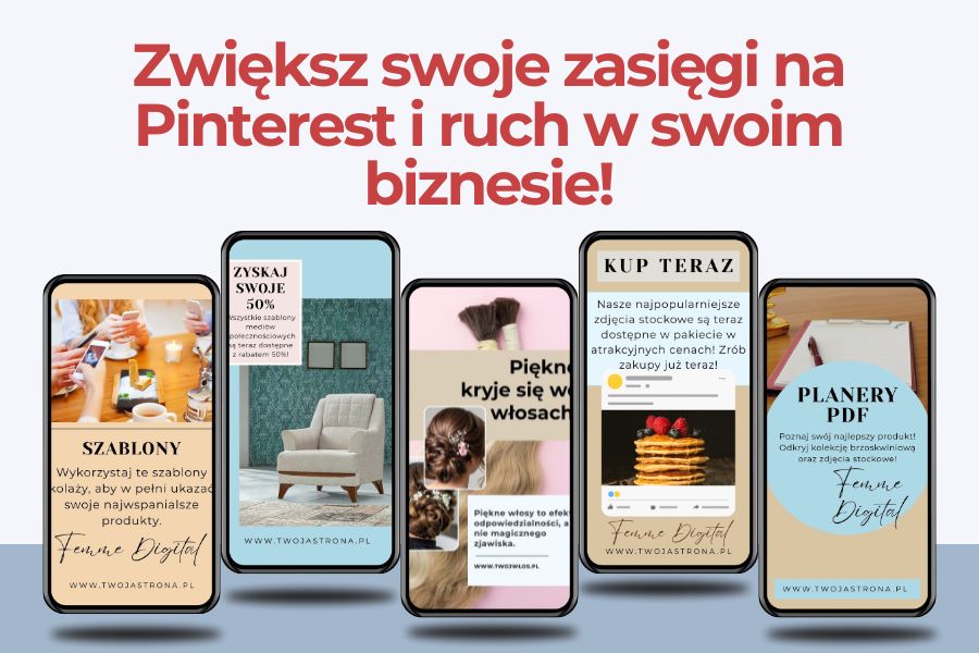 szablon Pinterest do Canvy, Pinterest social media szablony, gotowe szablony grafik Canva,